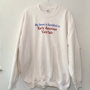 Yard Sale Thrifter Crew Neck White Sweatshirt